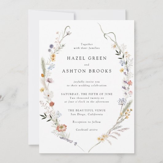 Invitation Mariage Fleur sauvage de terre (Devant)