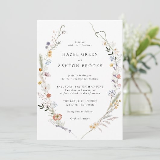 Invitation Mariage Fleur sauvage de terre (Debout devant)