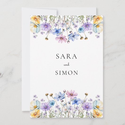 Invitation mariage fleur sauvage décontracté minimal moderne (Dos)