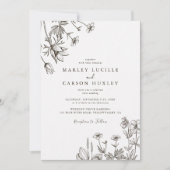 Invitation Mariage Fleur Sauvage Dessinée à la Main (Devant)