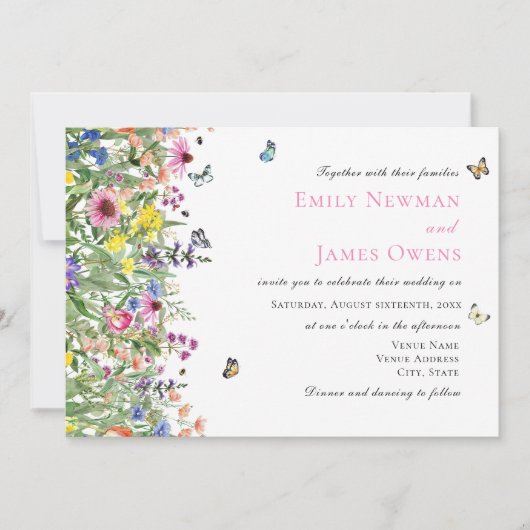 Invitation Mariage Fleur sauvage d'été Boho (Devant)
