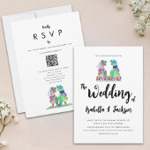 Invitation Mariage Fleur sauvage Dinosaur Bride et Groom Boho