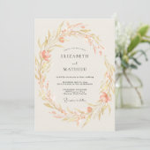 Invitation Mariage Fleur Sauvage Dorée Abricot (Debout devant)
