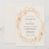 Invitation Mariage Fleur Sauvage Dorée Abricot (Devant / Derrière)