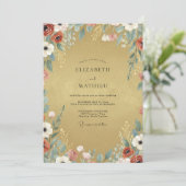 Invitation Mariage Fleur Sauvage Dorée Rouille (Debout devant)