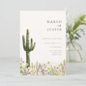 Invitation Mariage Fleur sauvage du désert Cactus (Debout devant)
