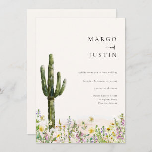 Invitation Mariage Fleur sauvage du désert Cactus