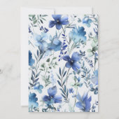 Invitation Mariage Fleur sauvage du périphérique couleur bleu (Dos)