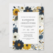 Invitation Mariage Fleur sauvage élégant aquarelle (Devant)