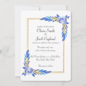 Invitation Mariage Fleur sauvage Elégant bleu Aquarelle (Devant)