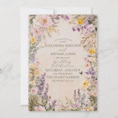 Invitation Mariage Fleur sauvage Elegant Boho (Devant)