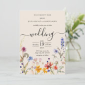 Invitation Mariage fleur sauvage Elegant Boho (Debout devant)