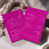 Invitation Mariage Fleur sauvage élégant Bold Magenta