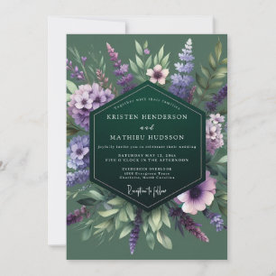 Invitation Mariage Fleur Sauvage Émeraude Violet