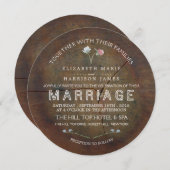 Invitation Mariage fleur sauvage en bois de chêne (Devant / Derrière)