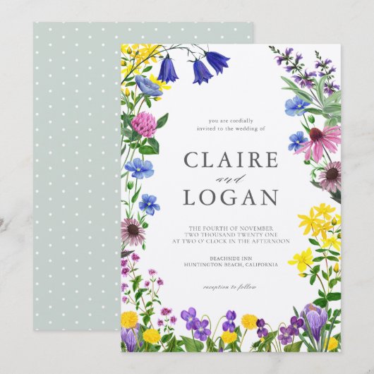 Invitation Mariage Fleur sauvage en floraison enchantée (Devant / Derrière)