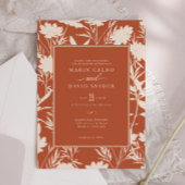 Invitation Mariage Fleur sauvage en terre cuite brûlée orange