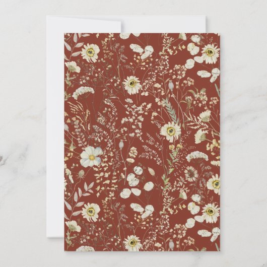 Invitation Mariage Fleur sauvage en terre cuite foncée (Dos)