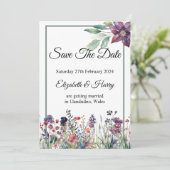 Invitation Mariage fleur sauvage Enregistrer La Date (Debout devant)