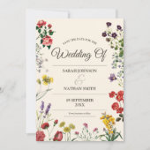 Invitation Mariage fleur sauvage Enregistrer la date avec une (Devant)