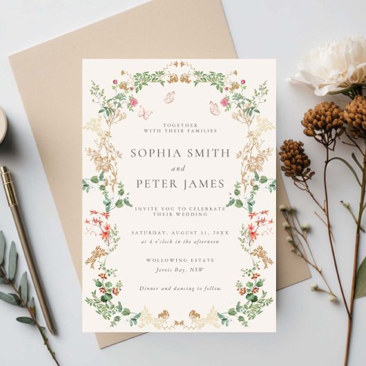 Invitation Mariage Fleur Sauvage Floral Rustique