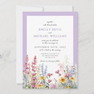 Invitation Mariage Fleur sauvage français Lilac