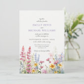Invitation Mariage Fleur sauvage français Lilac (Debout devant)