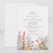 Invitation Mariage Fleur sauvage français Lilac (Devant / Derrière)