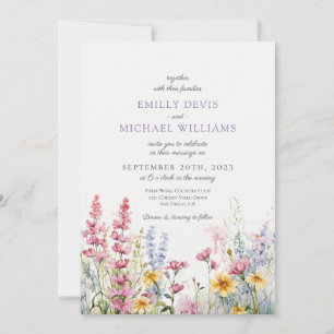 Invitation Mariage Fleur sauvage français Lilac