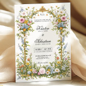 Invitation Mariage Fleur sauvage Gold Frame rose et bleu