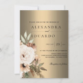 Invitation Mariage Fleur sauvage Golden Boho (Devant)