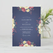 Invitation Mariage Fleur Sauvage Indigo (Debout devant)