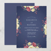 Invitation Mariage Fleur Sauvage Indigo (Devant / Derrière)