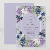 Invitation Mariage Fleur Sauvage Indigo Pervenche (Devant / Derrière)