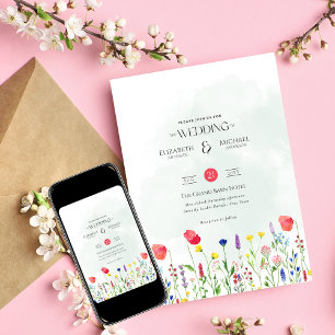 Invitation Mariage fleur sauvage Inviter Floral Print ou Digi