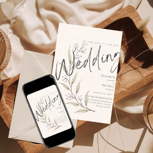 Invitation Mariage fleur sauvage Inviter Floral Print ou Digi