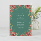 Invitation Mariage Fleur Sauvage Jade Rubis (Debout devant)