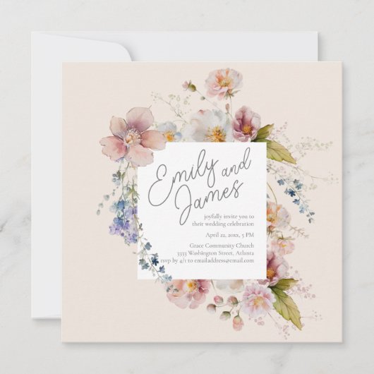 Invitation Mariage  Fleur sauvage Jardin lux (Devant)