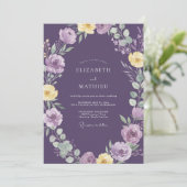 Invitation Mariage Fleur Sauvage Jaune Améthyste Céleste (Debout devant)