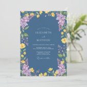 Invitation Mariage Fleur Sauvage Jaune Ardoise (Debout devant)