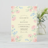 Invitation Mariage Fleur Sauvage Jaune Beurre (Debout devant)