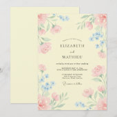 Invitation Mariage Fleur Sauvage Jaune Beurre (Devant / Derrière)