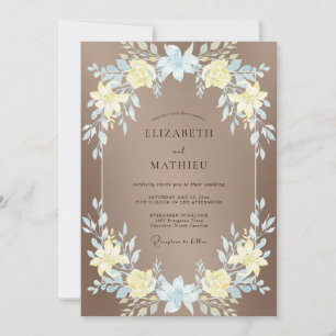Invitation Mariage Fleur Sauvage Jaune Bleu Taupe