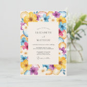 Invitation Mariage Fleur Sauvage Jaune Clair (Debout devant)