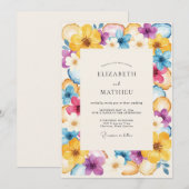 Invitation Mariage Fleur Sauvage Jaune Clair (Devant / Derrière)