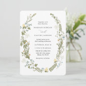Invitation Mariage fleur sauvage jaune et bleu (Debout devant)