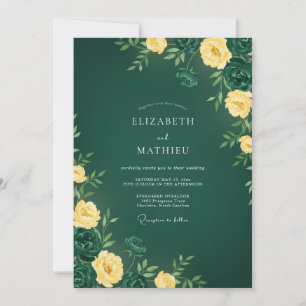 Invitation Mariage Fleur Sauvage Jaune Forêt