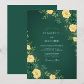Invitation Mariage Fleur Sauvage Jaune Forêt (Devant / Derrière)