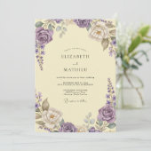 Invitation Mariage Fleur Sauvage Jaune Lilas (Debout devant)