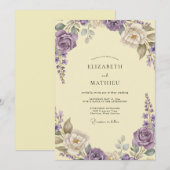 Invitation Mariage Fleur Sauvage Jaune Lilas (Devant / Derrière)